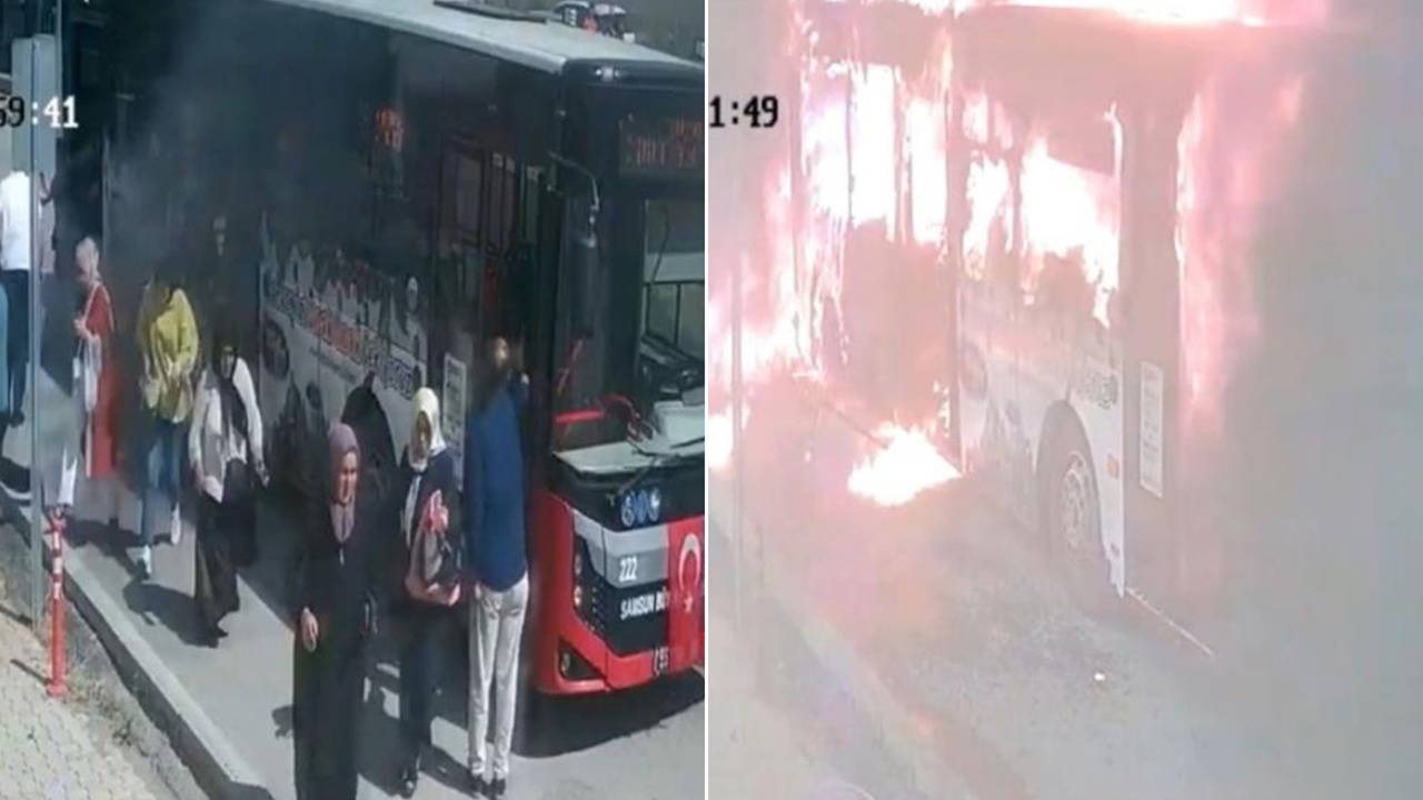 Belediye otobüsü alev aldı: Yolcular panikle kaçıştı! - Son Dakika Türkiye Haberleri
